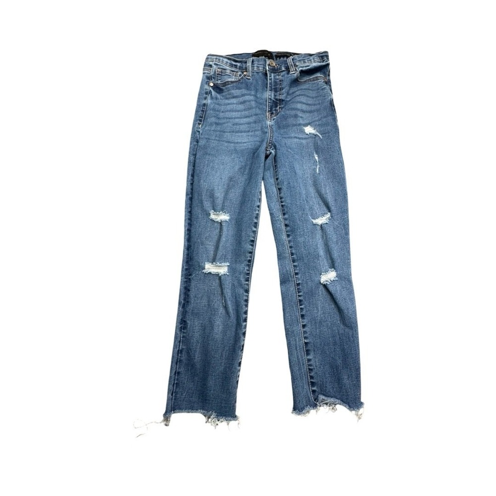 Kendall + Kylie Jeans Womens 7/28 Blue Kontour High Rise Distressed Raw Hem